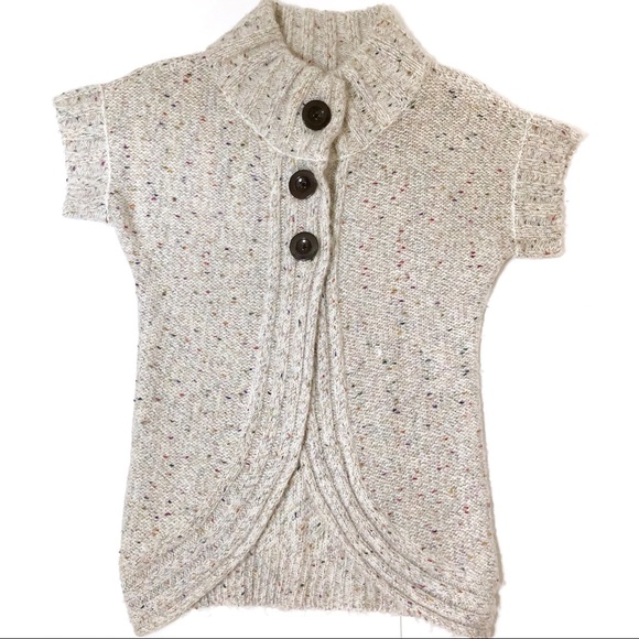 Decree Cardigan Sweater Long High Collar 3 Button Oatmeal Multicolor Small - Picture 2 of 7